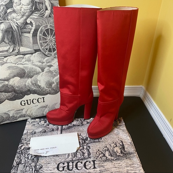 GUCCI Red High Knee Boots - Picture 10 of 15